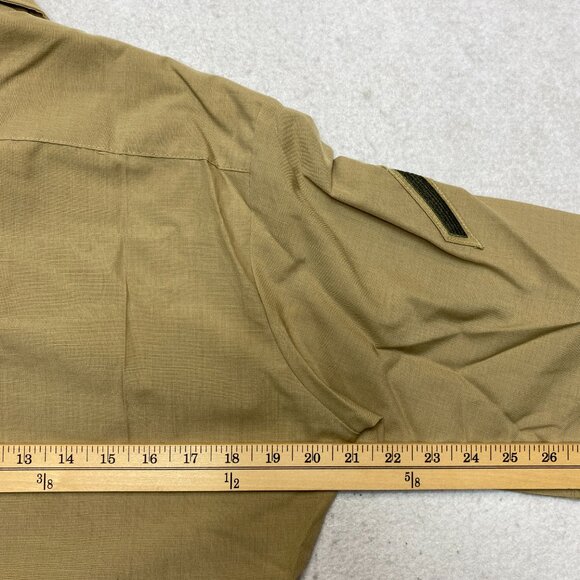 DSCP Uniform Shirt Mens 15.5 Tan Long Sleeve Military Perfect Fit Button Up - Picture 8 of 10